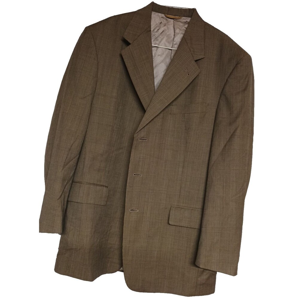Hart Schaffner Marx Men Blazer Sport Coat Houndstooth Jacket Plaid 40R Brown-USA